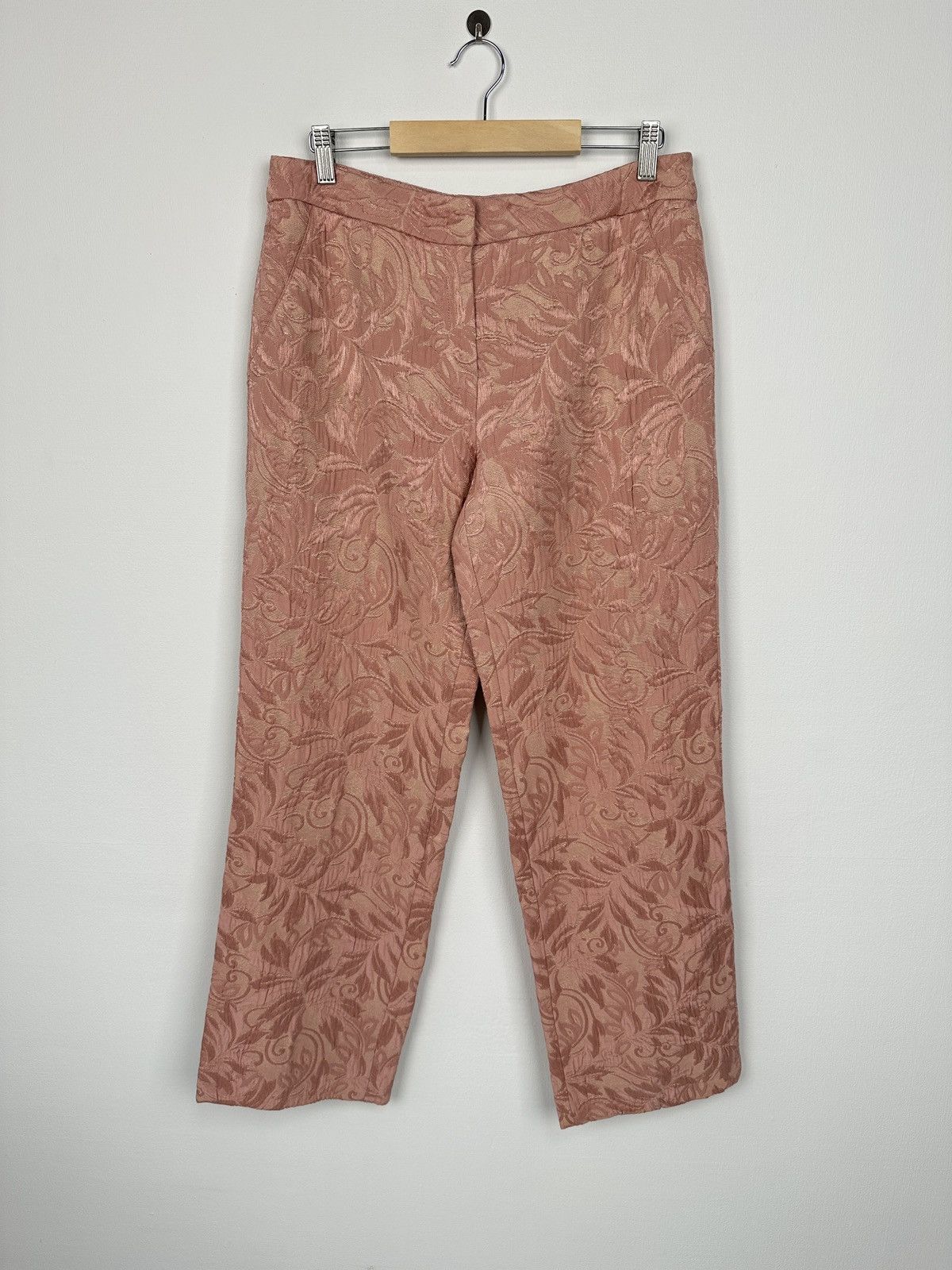 Blumarine BLUMARINE Wool Silk Floral Jacquard Pink Pants size 46 Size 32" / US 10 / IT 46 - 1 Thumbnail