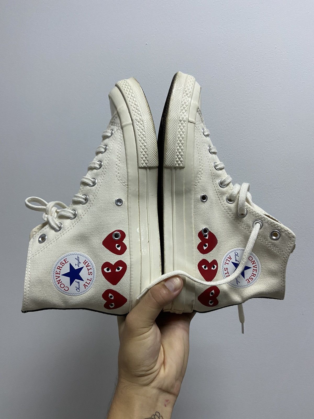 Comme des Garcons PLAY × Converse × Vintage Play Come Des Garcons Converse Unisex Vintage HiTop Sneakers Size US 8.5 / EU 41-42 - 7 Thumbnail