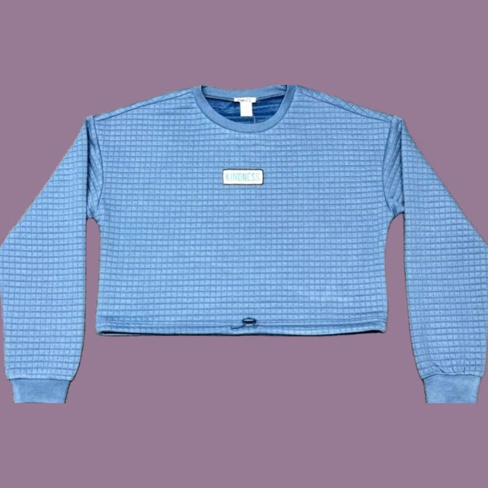 Vintage Rue21 Cropped Sweatshirt Womens S Blue Quilted Long Sleeve Crew Bungee Cord New Size S / US 4 / IT 40 - 1 Thumbnail