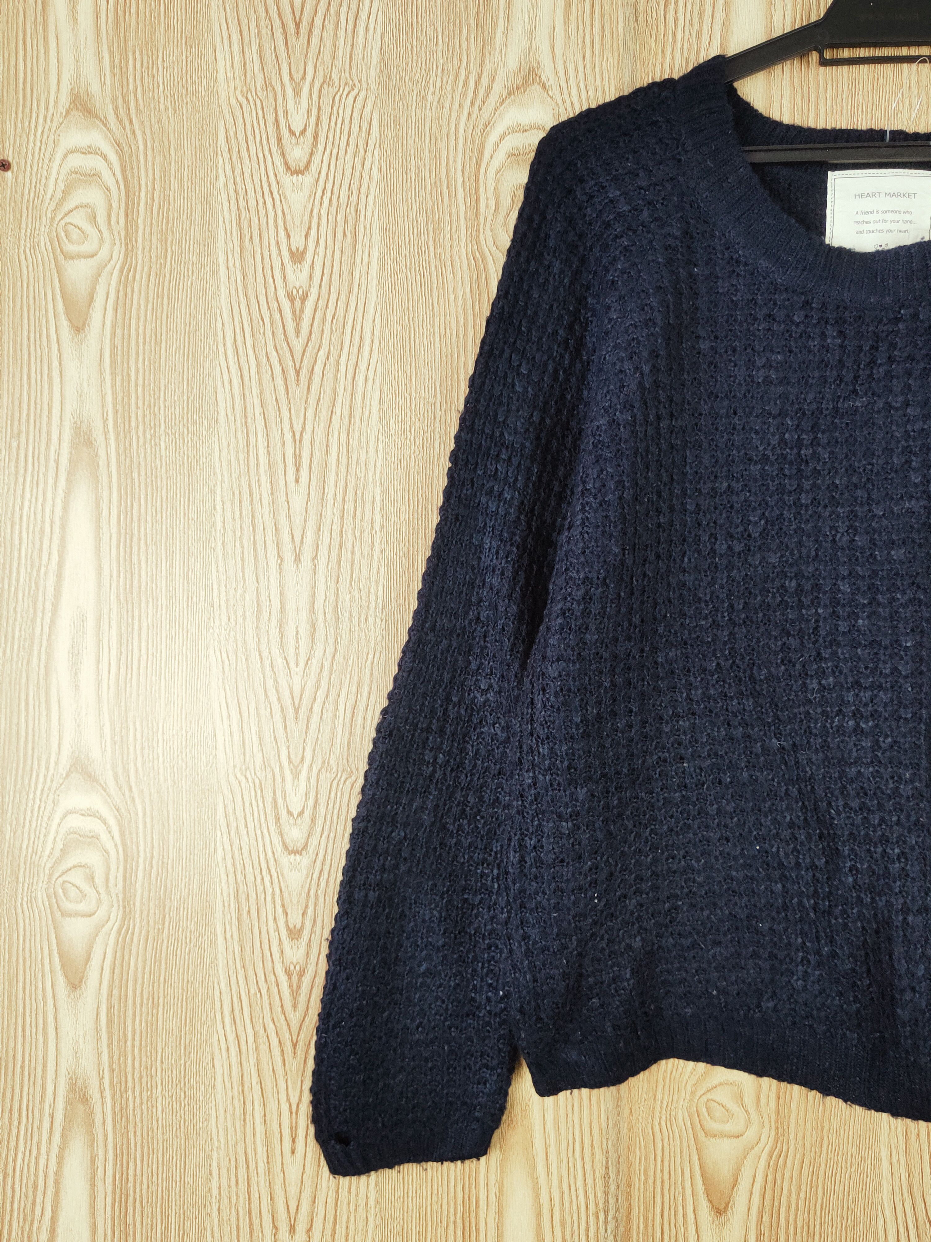 Japanese Brand × Vintage Heart Market Navy Knitwear Sweatshirts #W673 Size L / US 10 / IT 46 - 3 Thumbnail