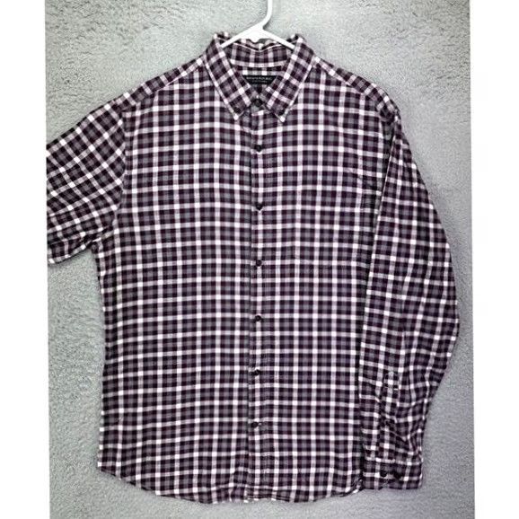 Banana Republic Banana Republic Shirt Mens Large Grant Luxe Flannel Maroon Shepherd Check Size US L / EU 52-54 / 3 - 3 Thumbnail