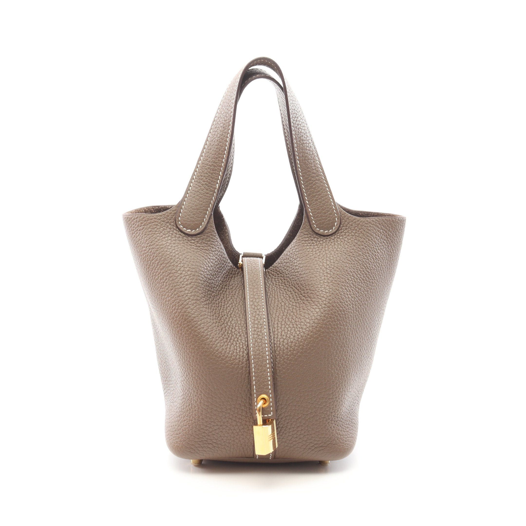Hermes Hermes Picotane Pm Etoupe Handbag Clemence Leather Gray Brown Gold Hardware Y Stamp Size ONE SIZE - 1 Thumbnail