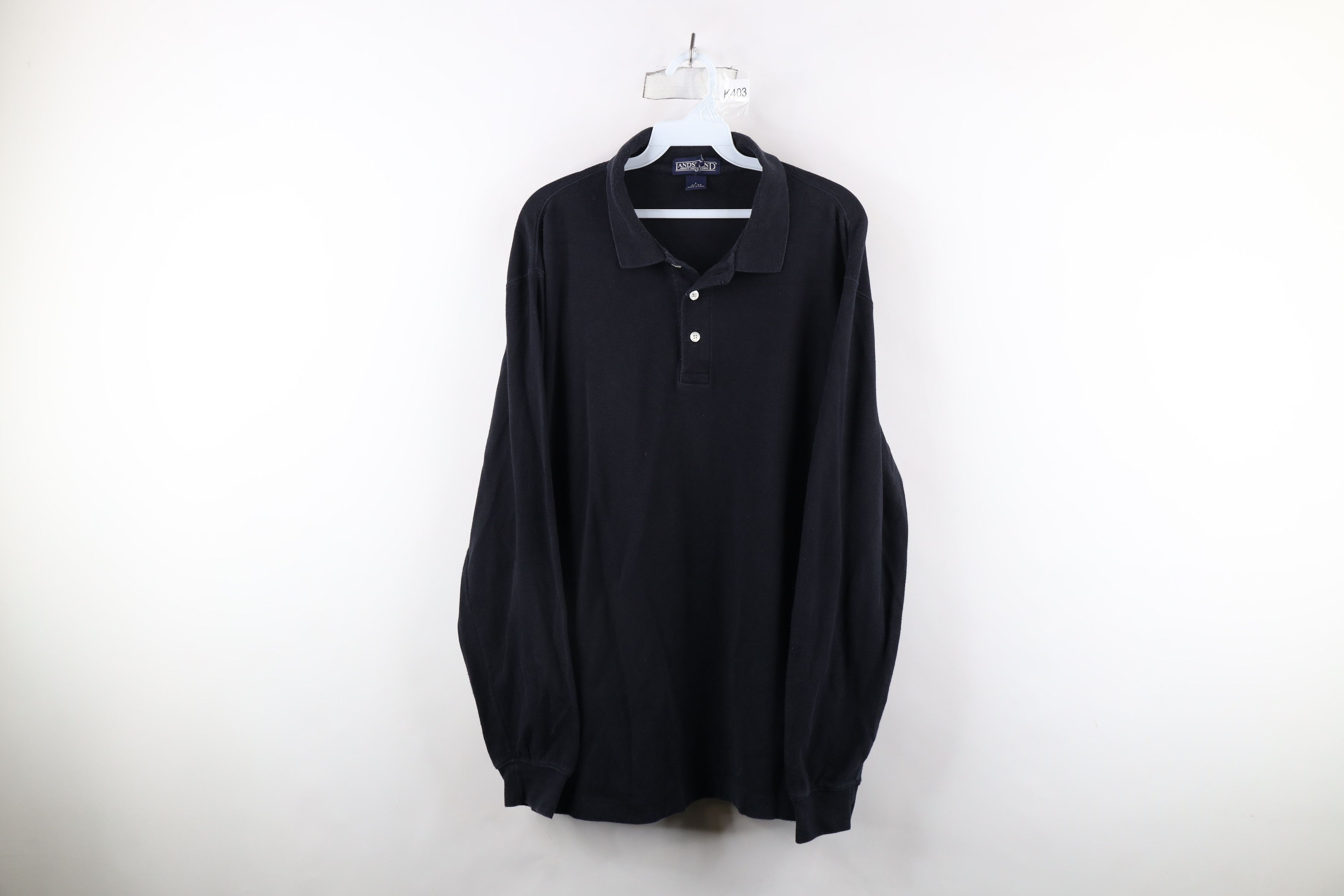 Lands' End × Vintage Vintage 90s Lands End Soft Touch Long Sleeve Polo Shirt Size US L / EU 52-54 / 3 - 1 Thumbnail