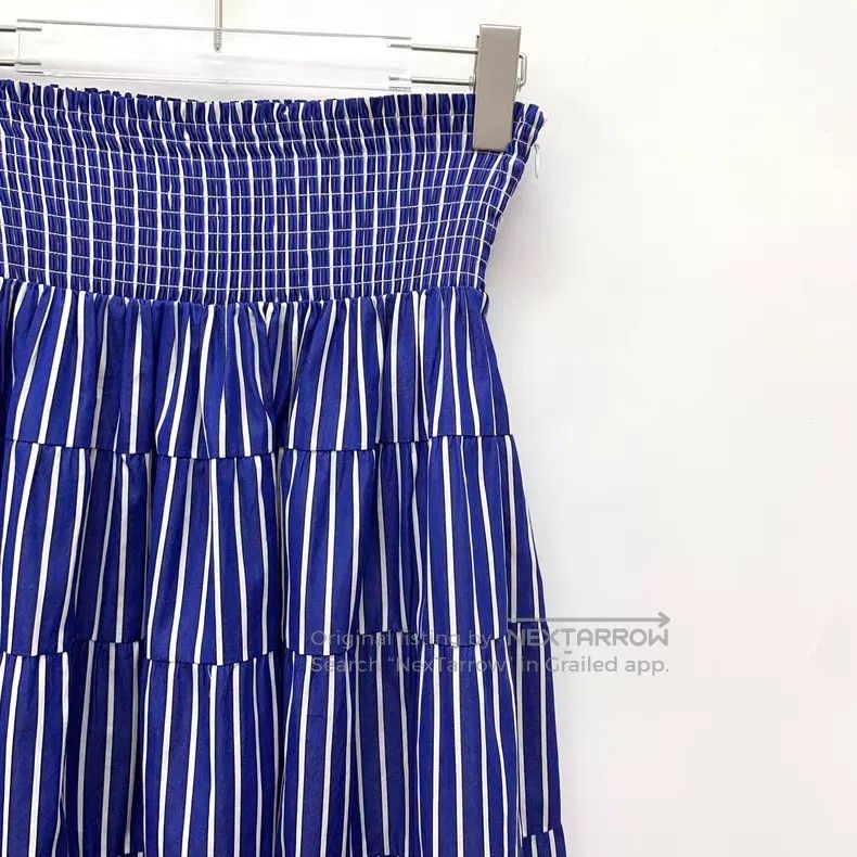 Prada Prada Dark blue striped cotton casual pleated skirt Size 26" / US 2 / IT 38 - 3 Thumbnail