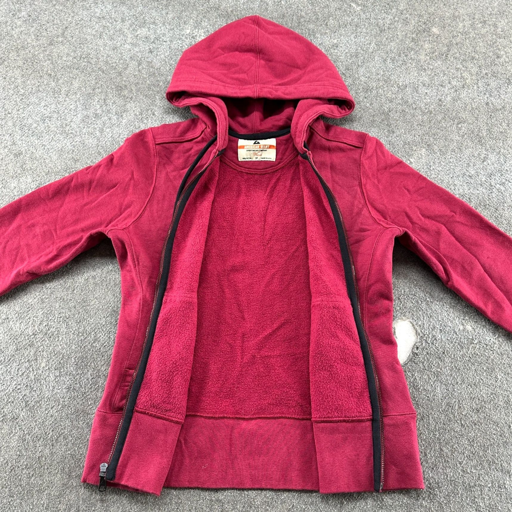Vintage American Giant Hoodie Womens M Red Full Zip Hooded Cotton Heavyweight USA Streetwear 90s Grunge Womens Size M / US 6-8 / IT 42-44 - 2 Thumbnail