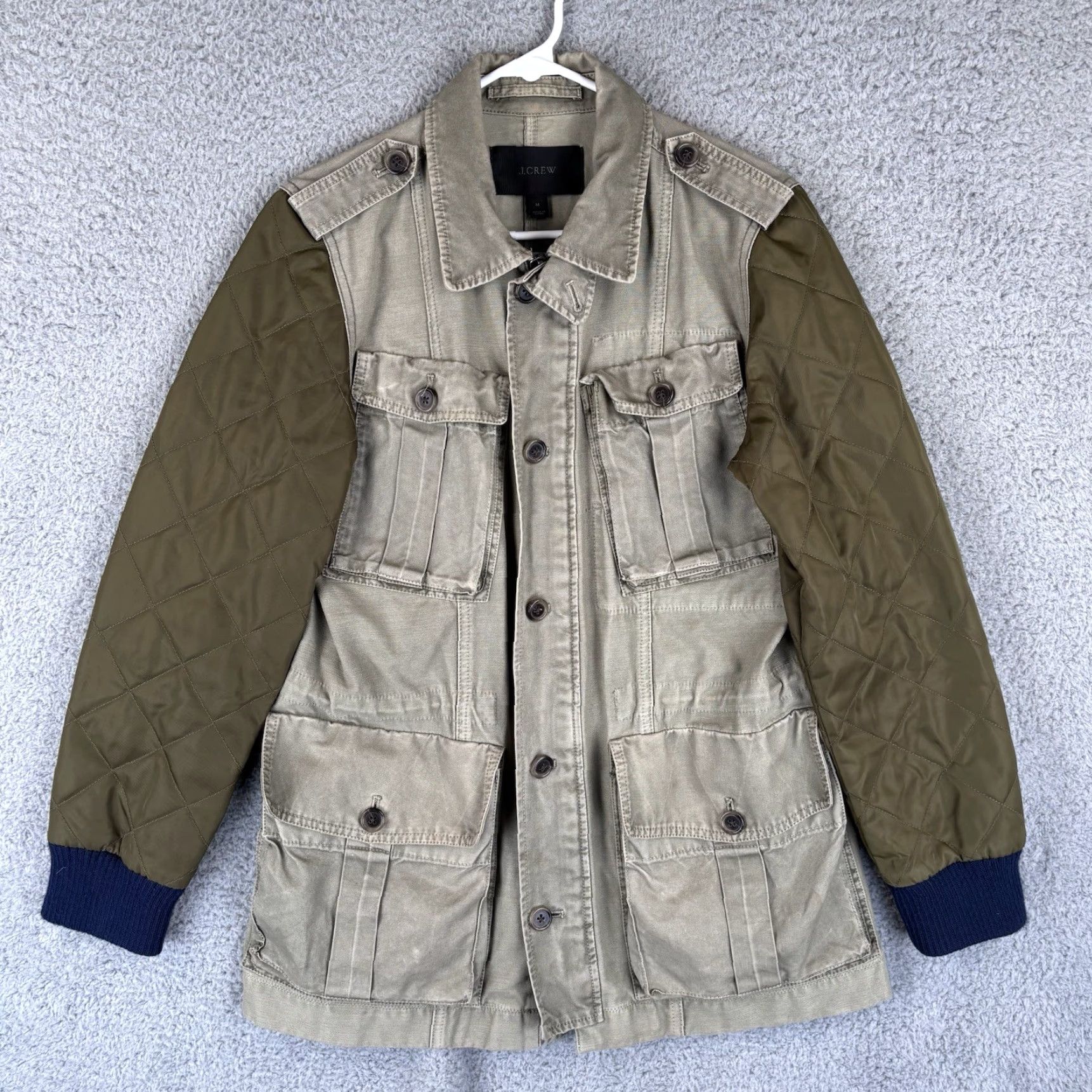 J.Crew J.CREW Jacket Womens M Olive Canvas Twill Chore Military Pockets Short Sleeve Full Zip Lightweight Camo Army Outdoor Preppy Size M / US 6-8 / IT 42-44 - 2 Thumbnail