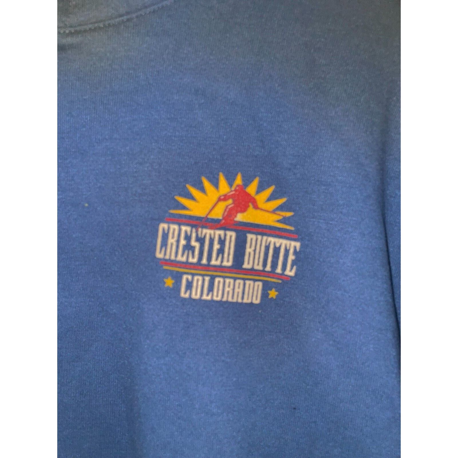 Jerzees Vintage Crested Butte Sweatshirt Ski 1/4 Zip Crewneck 90s L Size US L / EU 52-54 / 3 - 3 Thumbnail