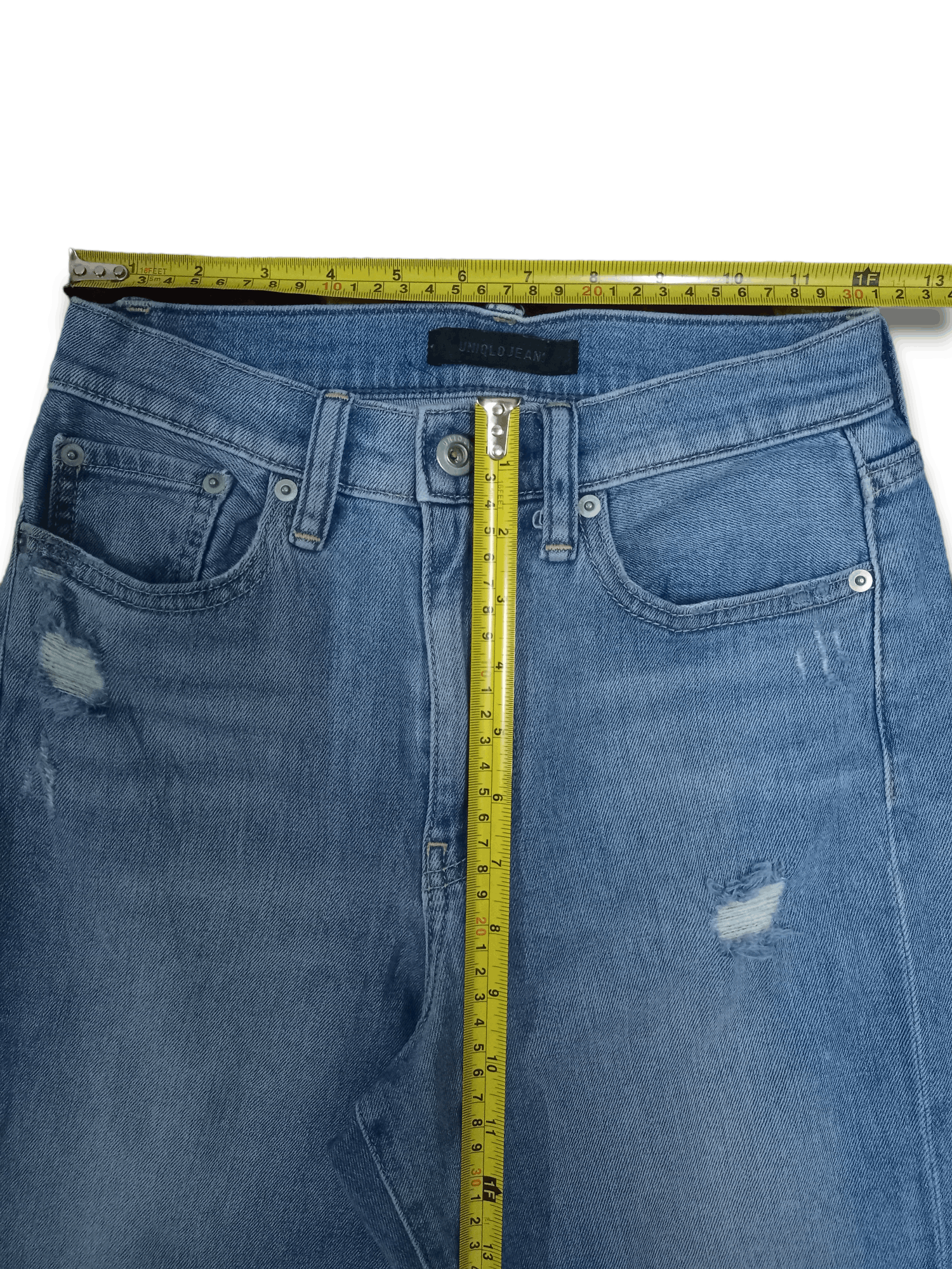 Japanese Brand × Uniqlo Vintage Japanese Uniqlo Blue Wash Distressed Jeans 24x27 Size 24" / US 00 / IT 34 - 9 Thumbnail