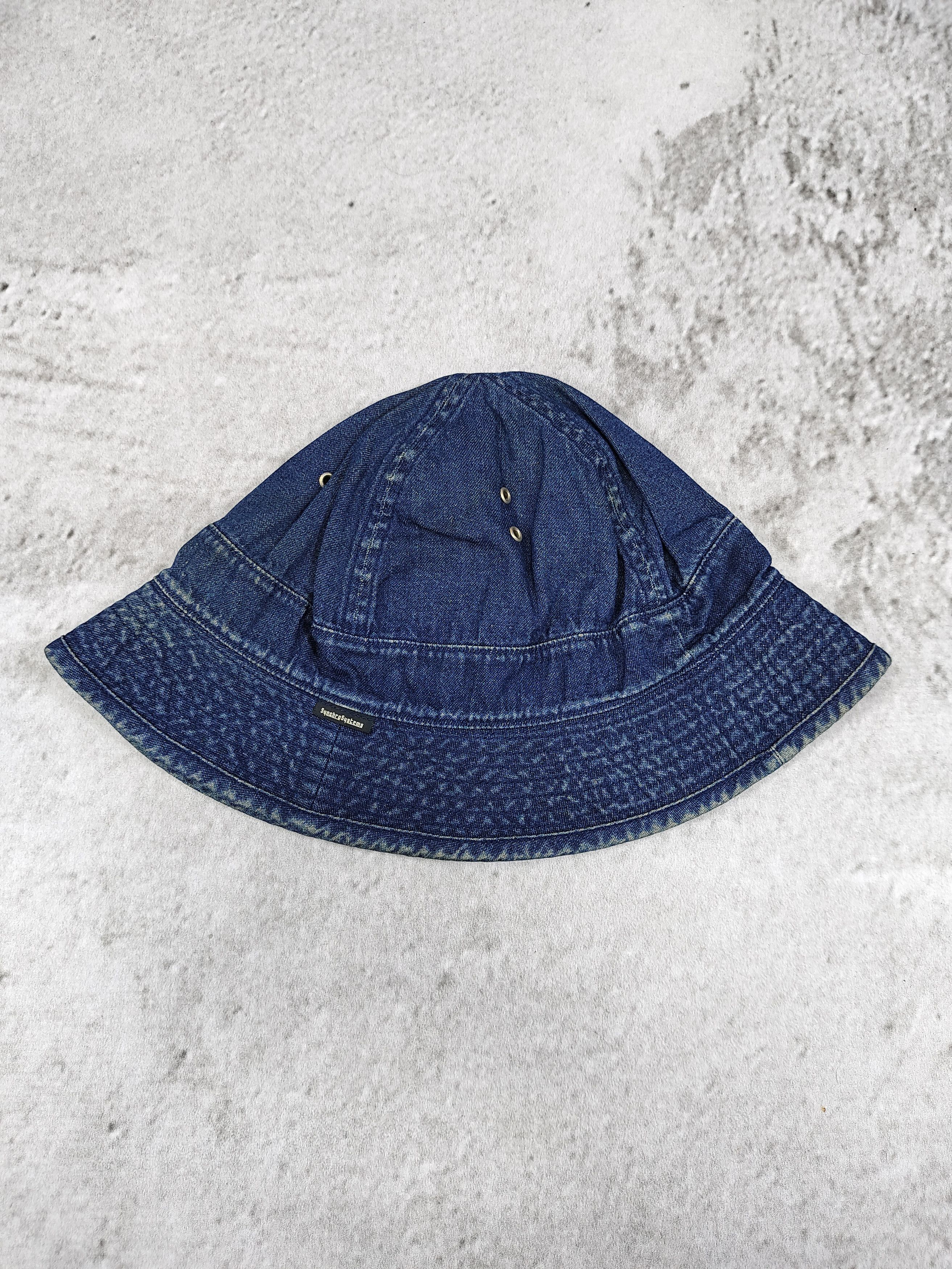 Japanese Brand 2000s POST🇯🇵Denim Washed Indigo Workwear Bucket Hat Size ONE SIZE - 3 Thumbnail
