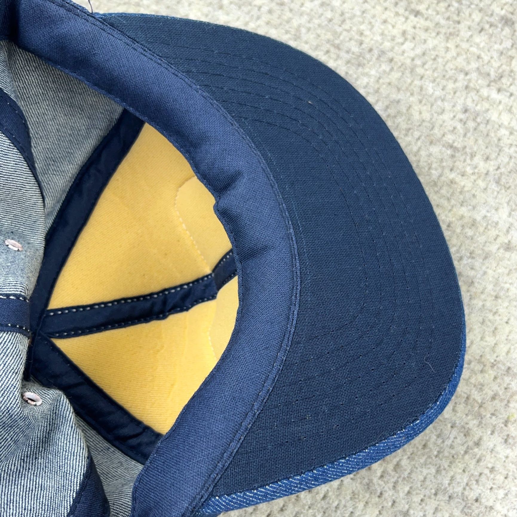 Vintage VINTAGE Denim Trucker Hat Snapback Cap 80s 90s Lowell Davis Farm Patch Logo Jean Yupoong Men Adjustable Blue Size US 35 - 6 Thumbnail