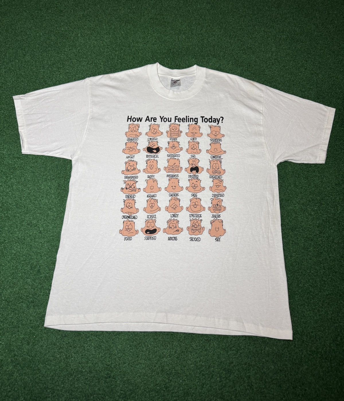 Vintage How Are You Feeling Today Emotion Vintage 90s XL T Shirt Size US XL / EU 56 / 4 - 1 Thumbnail