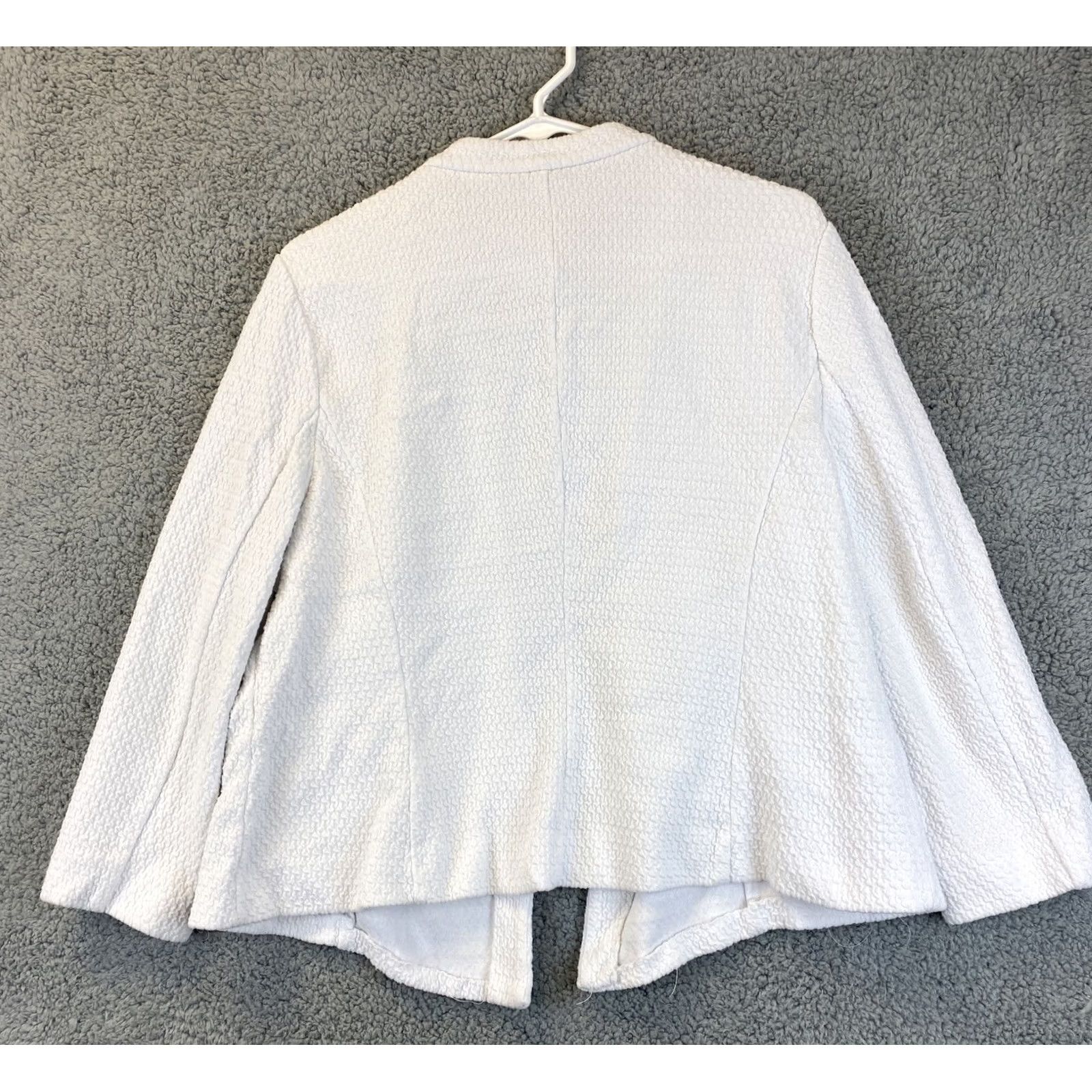 Alfani ALFANI Blazer Jacket Women’s Size L White Open Front Zip / 22-41 Jacket Womens L White Zip Open Front Cotton Blend Size L / US 10 / IT 46 - 7 Thumbnail