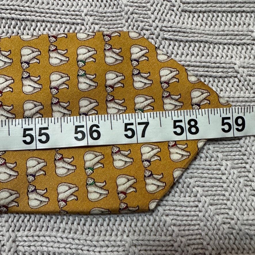 Brooks Brothers Brooks Brothers yellow polar bear print silk tie NWT Size ONE SIZE - 3 Thumbnail