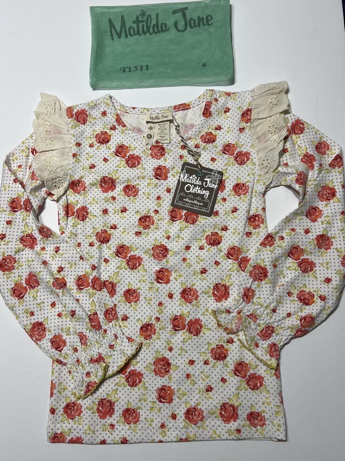 Other Matilda Jane Girls Floral Long Sleeve Top with Lace Ruffle 6 Size ONE SIZE - 1 Thumbnail