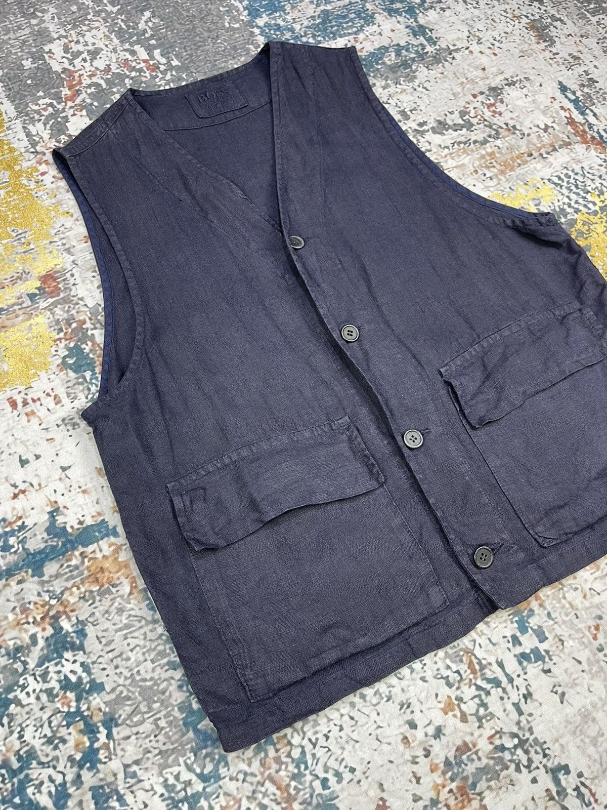 Hugo Boss Vintage HUGO BOSS 100% Linen Vest Size US M / EU 48-50 / 2 - 3 Thumbnail