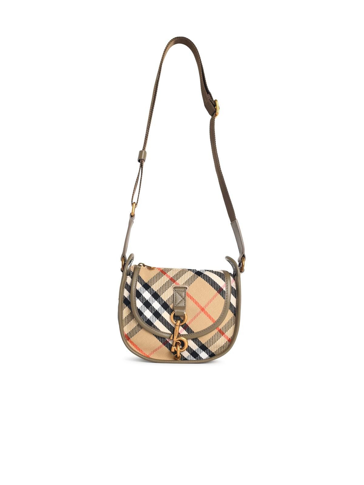 Burberry BURBERRY 'B Clip' Mini Messenger Bag In Beige Sand Cotton Blend Size ONE SIZE - 1 Thumbnail