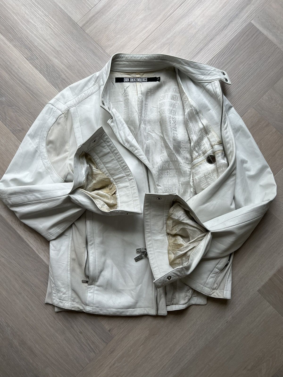 Dirk Bikkembergs Bikkembergs Sport White Leather Jacket Size US L / EU 52-54 / 3 - 6 Thumbnail