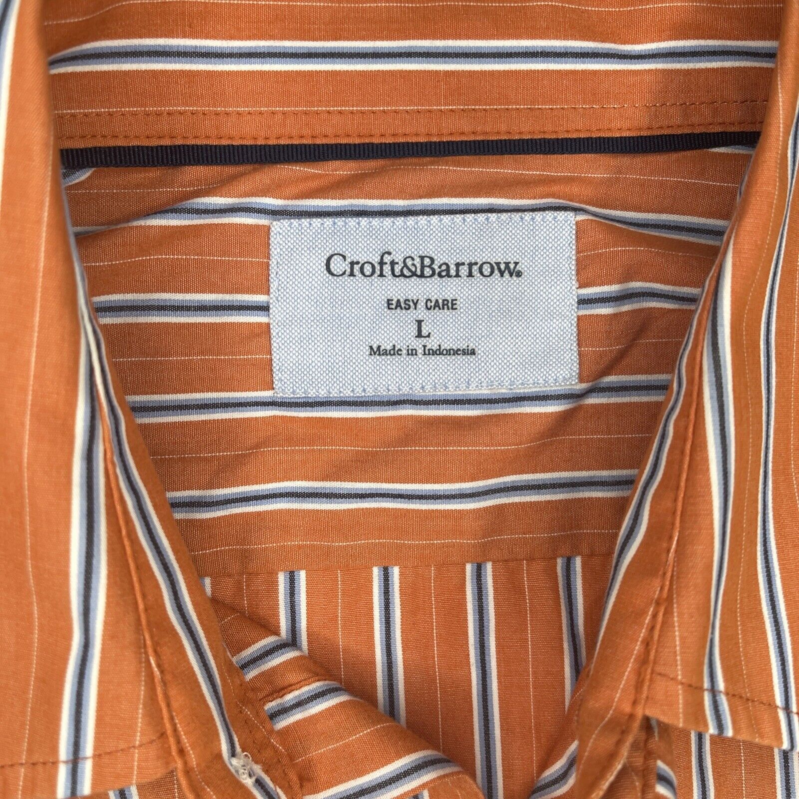 Croft & Barrow Croft and Barrow Men's L Shirt Orange, Blue Button Dwn Size US L / EU 52-54 / 3 - 2 Thumbnail