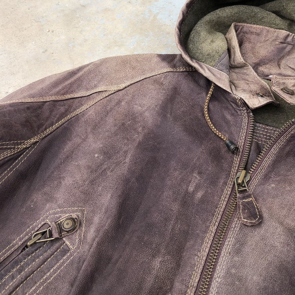 Vintage Vintage 80s Howie & Son Men’s Leather Hooded Jacket Size US M / EU 48-50 / 2 - 2 Thumbnail