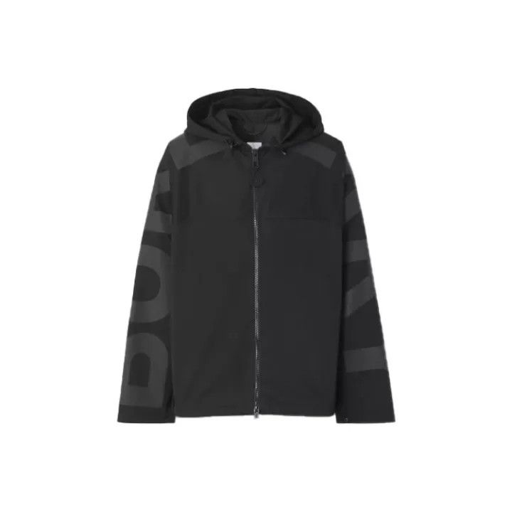 Burberry Burberry Black Logo Print Hooded Jacket Size US XL / EU 56 / 4 - 1 Thumbnail