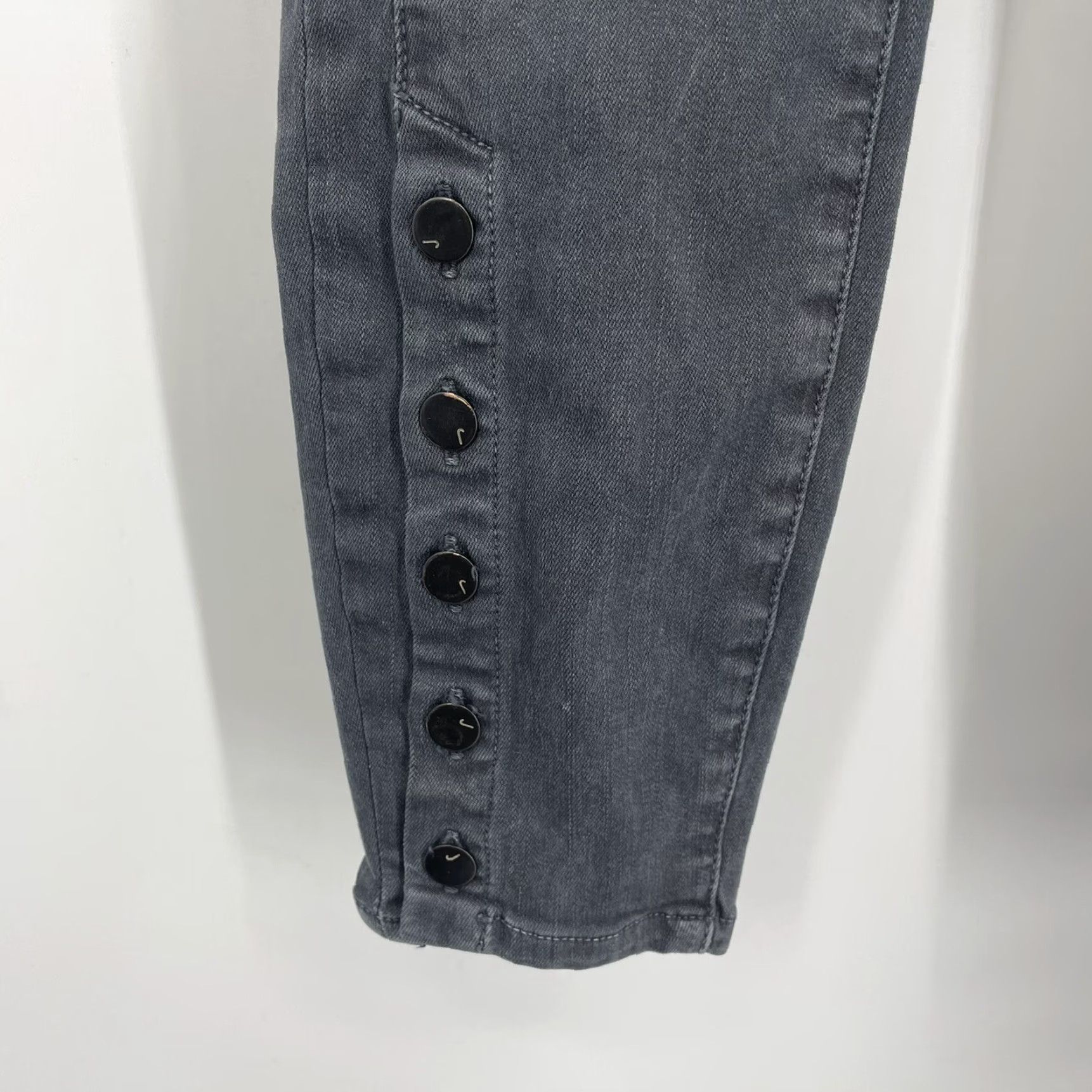 J Brand J Brand Suvi Chrome Jeans Women's 25 Skinny Cropped Gray Button Ankle Moto Size 42" / US 20 - 4 Thumbnail