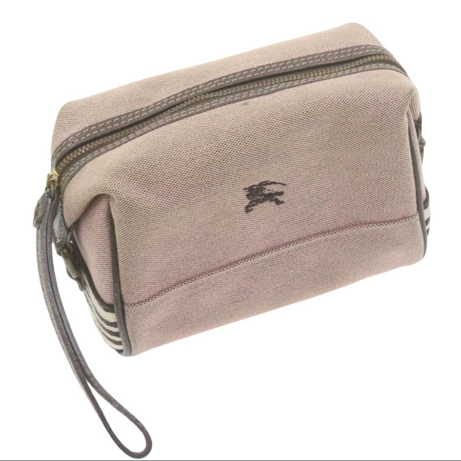 image of Burberry Pink Wristlet Cosmetic Pouch Bag, Women's