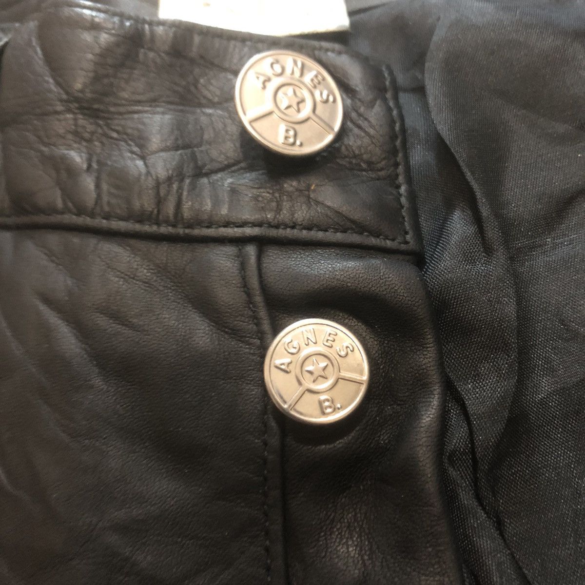 Leather × Vintage × agnes b. Cow Leather Agnes B Button Skinny Fit Pants Size 24" / US 00 / IT 34 - 6 Thumbnail