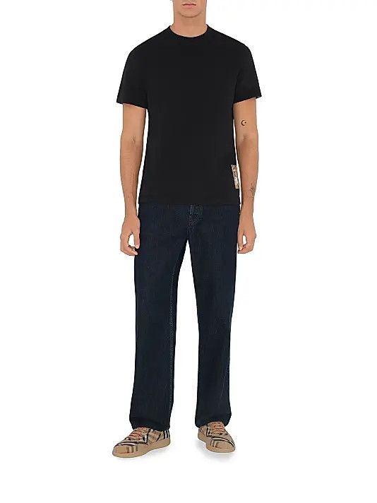 Amiri os11x1225 Check Label Cotton Crewneck T-Shirt in Black Size US S / EU 44-46 / 1 - 2 Thumbnail