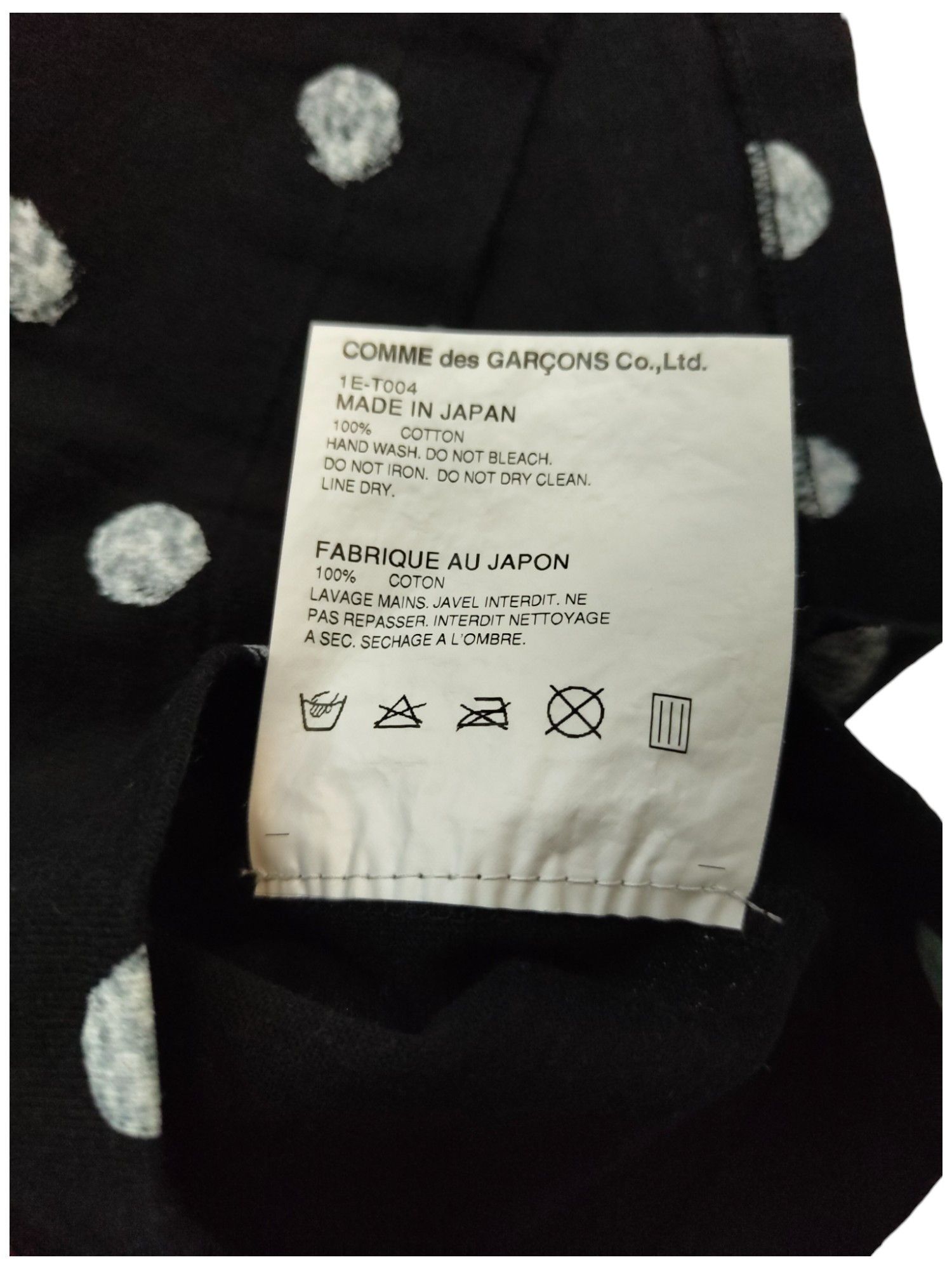 Comme des Garcons Black Black Cotton T-Shirt With Overall White Paint Polka Dots Size XS / US 0-2 / IT 36-38 - 4 Thumbnail