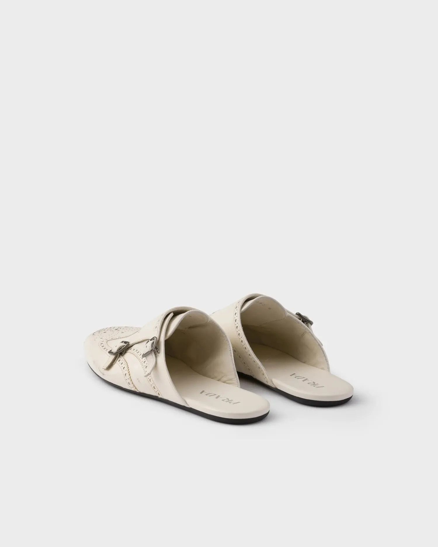 Prada o1w1db10426 Shuffle Antiqued Double Monk Strap Mules Size US 7.5 / EU 40-41 - 5 Thumbnail