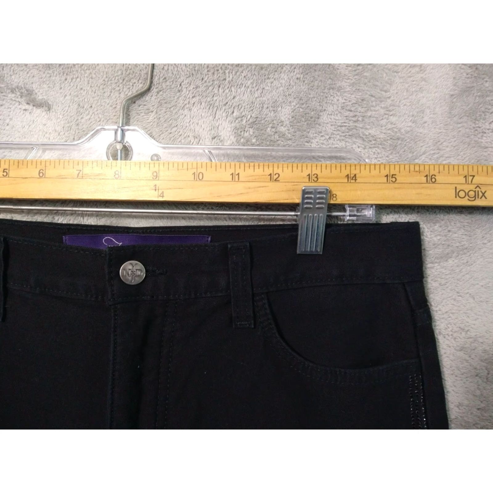 NYDJ NYDJ Jeans Womens 8 Petite Black Denim Curvy Flare High Rise Stretch Front 5-Pocket Design Size 30" / US 8 / IT 44 - 3 Thumbnail