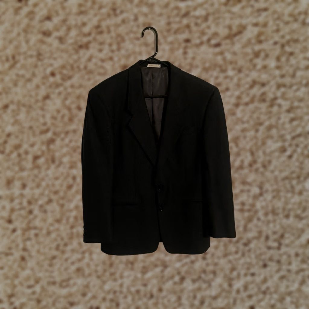 Yves Saint Laurent VINTAGE Saint Laurent YSL Wool Cashmere Blazer Jacket Navy Geometric Tweed 2 Piece 44R Mens Blazer Size 44R - 1 Thumbnail