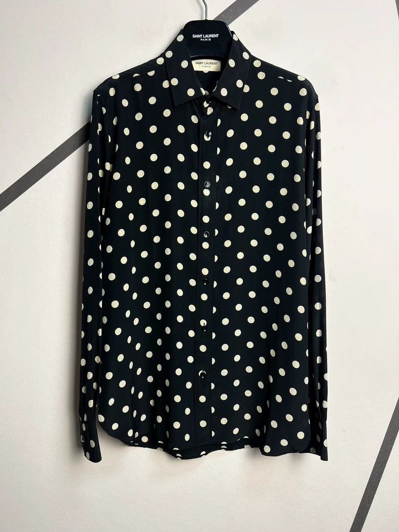 Saint Laurent Paris Saint Laurent Polka Dot Silk Button-Up Shirt- Size US L / EU 52-54 / 3 - 1 Thumbnail
