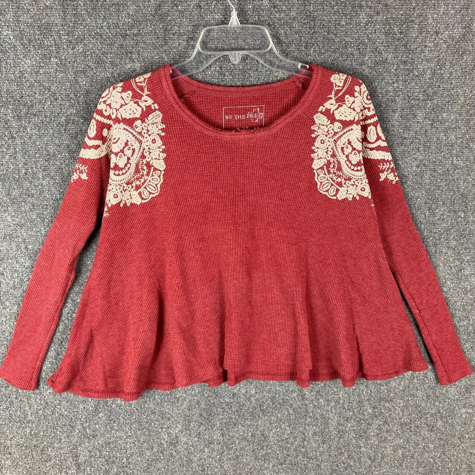 Other We The Free Blouse Women's XS Long Sleeve Waffle Knit Cotton Size XS / US 0-2 / IT 36-38 - 1 Thumbnail