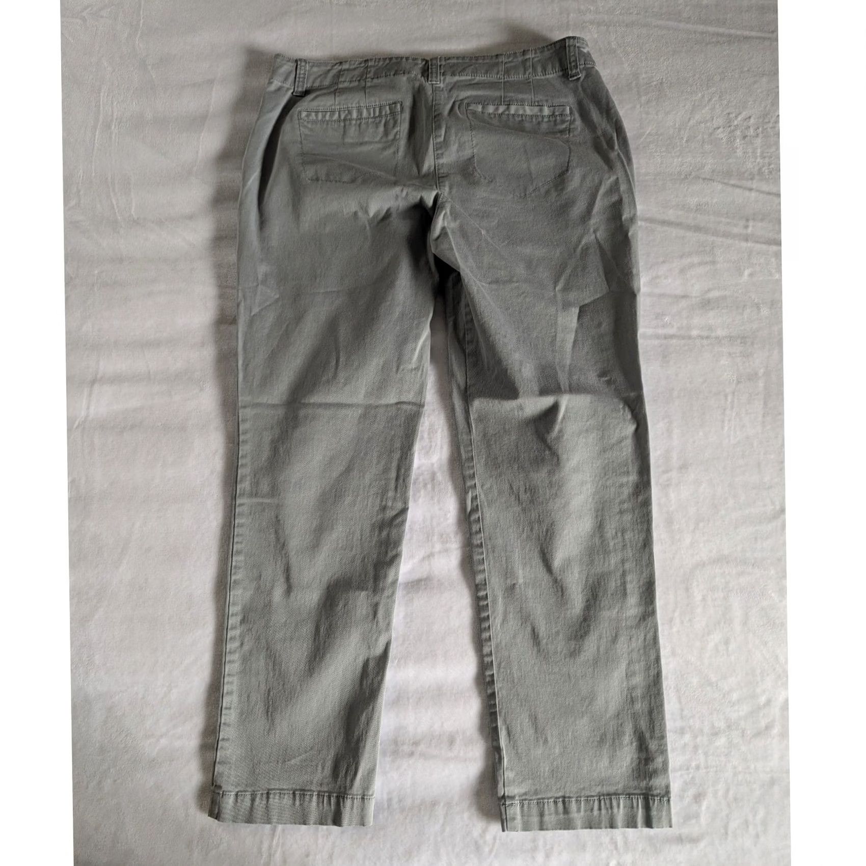 Vintage New York & Co Gray Cargo Zip Pocket Straight Leg Pants Women's 8 Regular Cotton Blend Casual Size 30" / US 8 / IT 44 - 4 Thumbnail