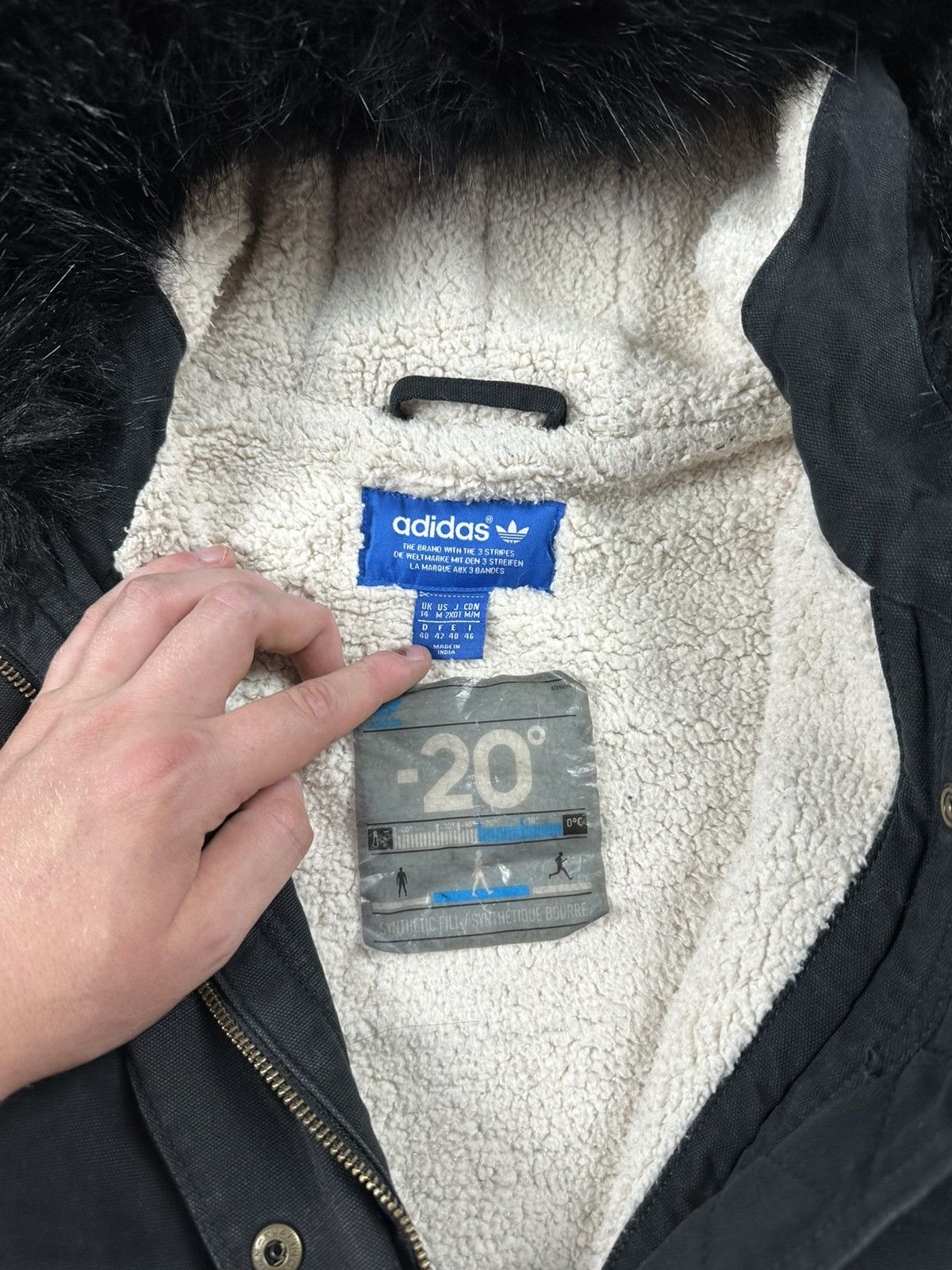 Adidas Vintage Adidas Fur Denim Jacket Faded Parkas Y2K Style Size M / US 6-8 / IT 42-44 - 8 Thumbnail