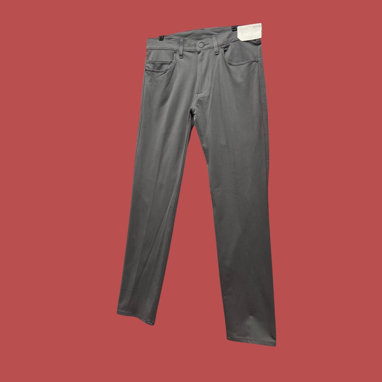 Other Stylus - 5 Pockets Men's Slim Fit Flat Front Pants - Gray - Size US 30 / EU 46 - 17 Thumbnail