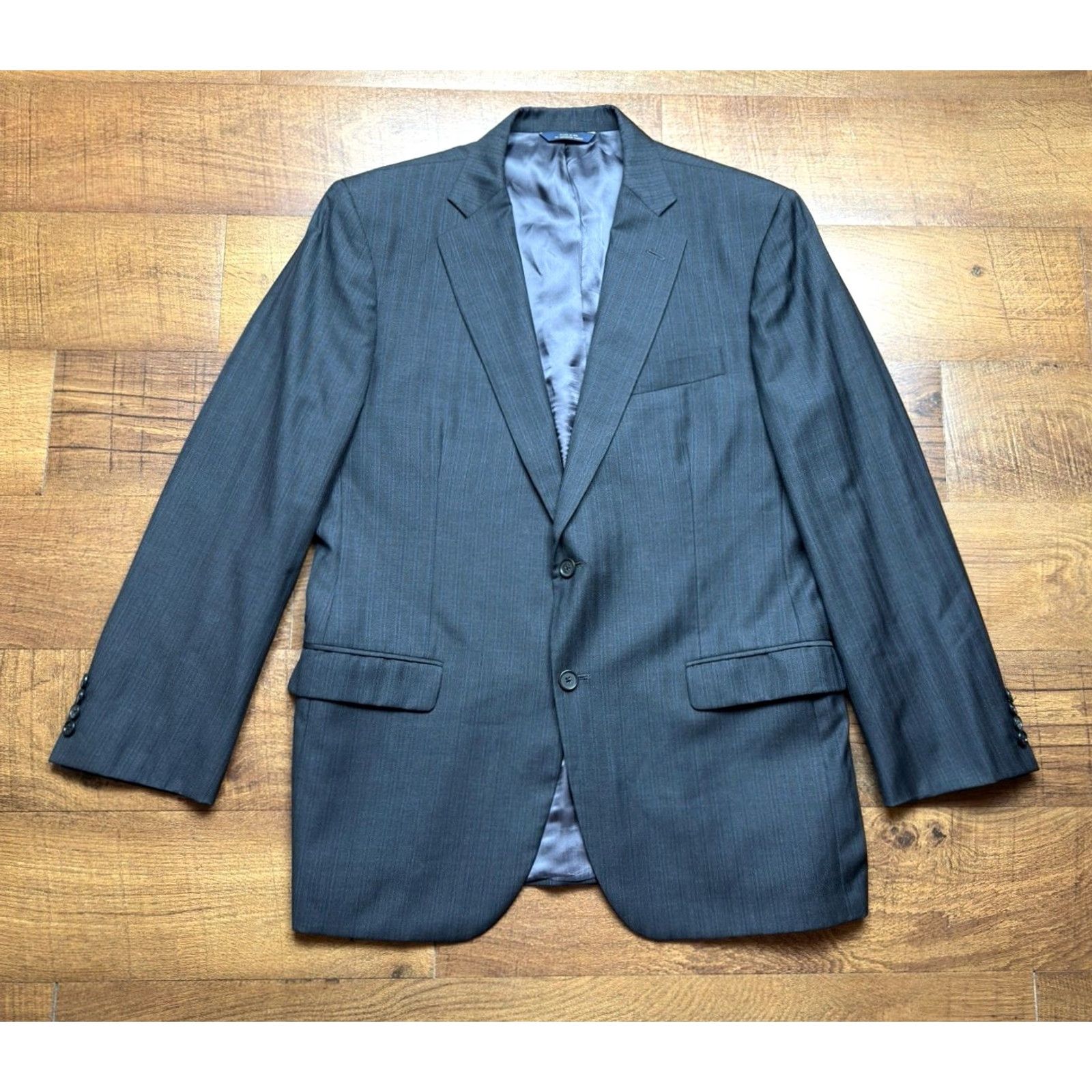 Brooks Brothers VINTAGE Brooks Brothers Blazer Men 42R Wool Sport Coat Madison Stripe Gray USA Made Notch Lapel Double-Vented 2-Button Regular Chest 42 in"} Size 42R - 2 Thumbnail