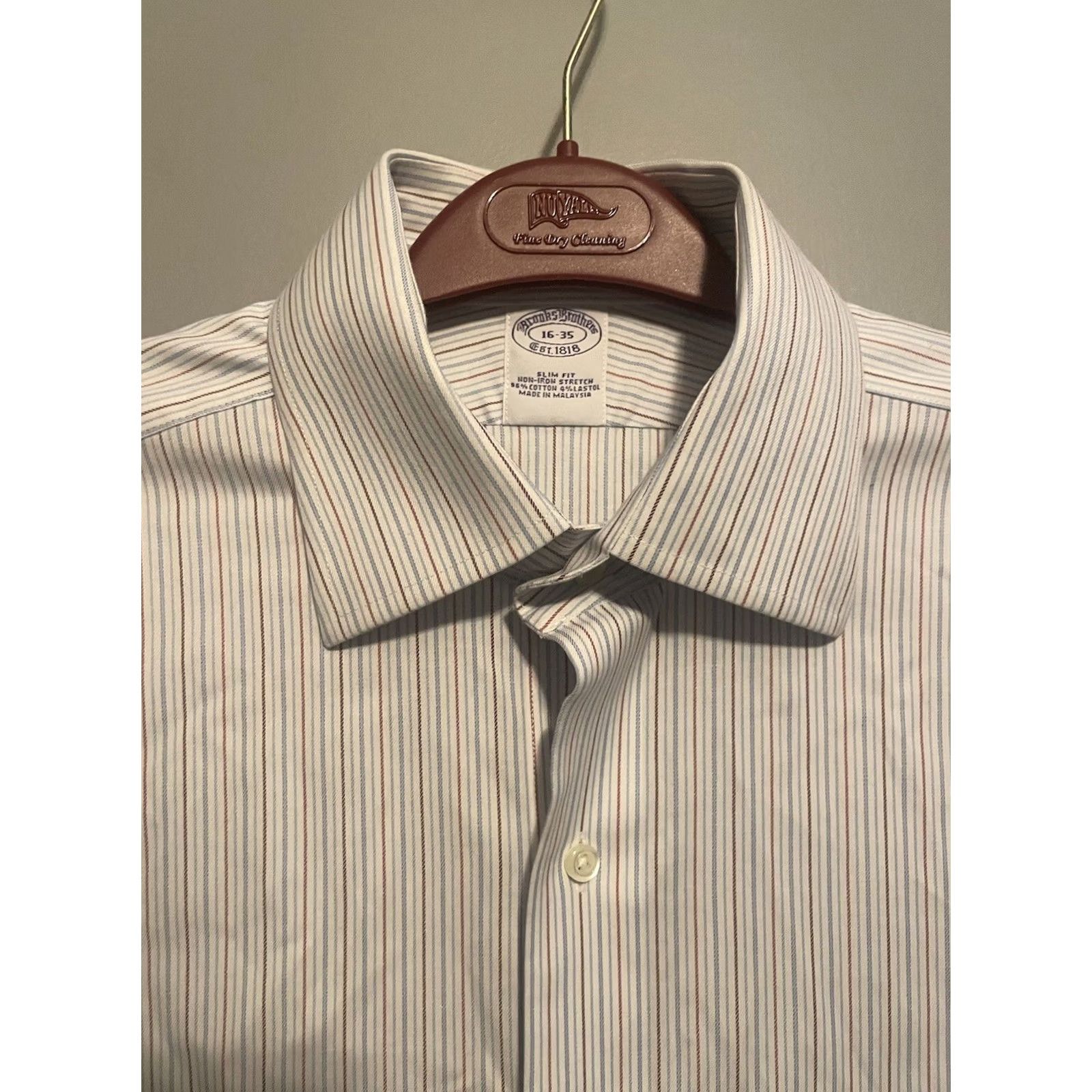 Brooks Brothers Brooks Brothers Dress Shirt Slim Fit White Striped Button-Up Mens 16-35 Size 42R - 2 Thumbnail