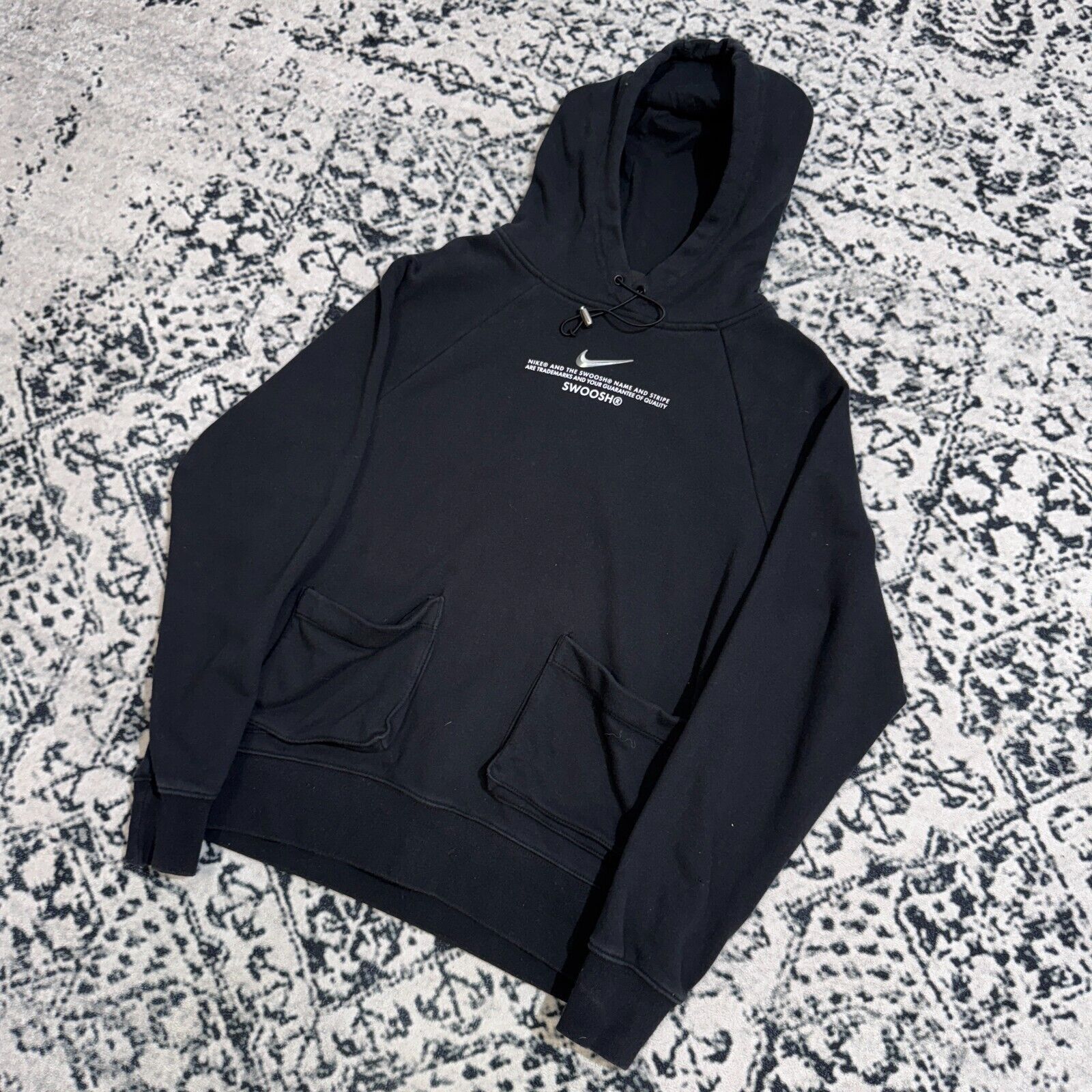 Nike × Vintage Nike Black Cotton Hoodie Size S 90s Multi Swoosh Rare Nocta Size US S / EU 44-46 / 1 - 2 Thumbnail