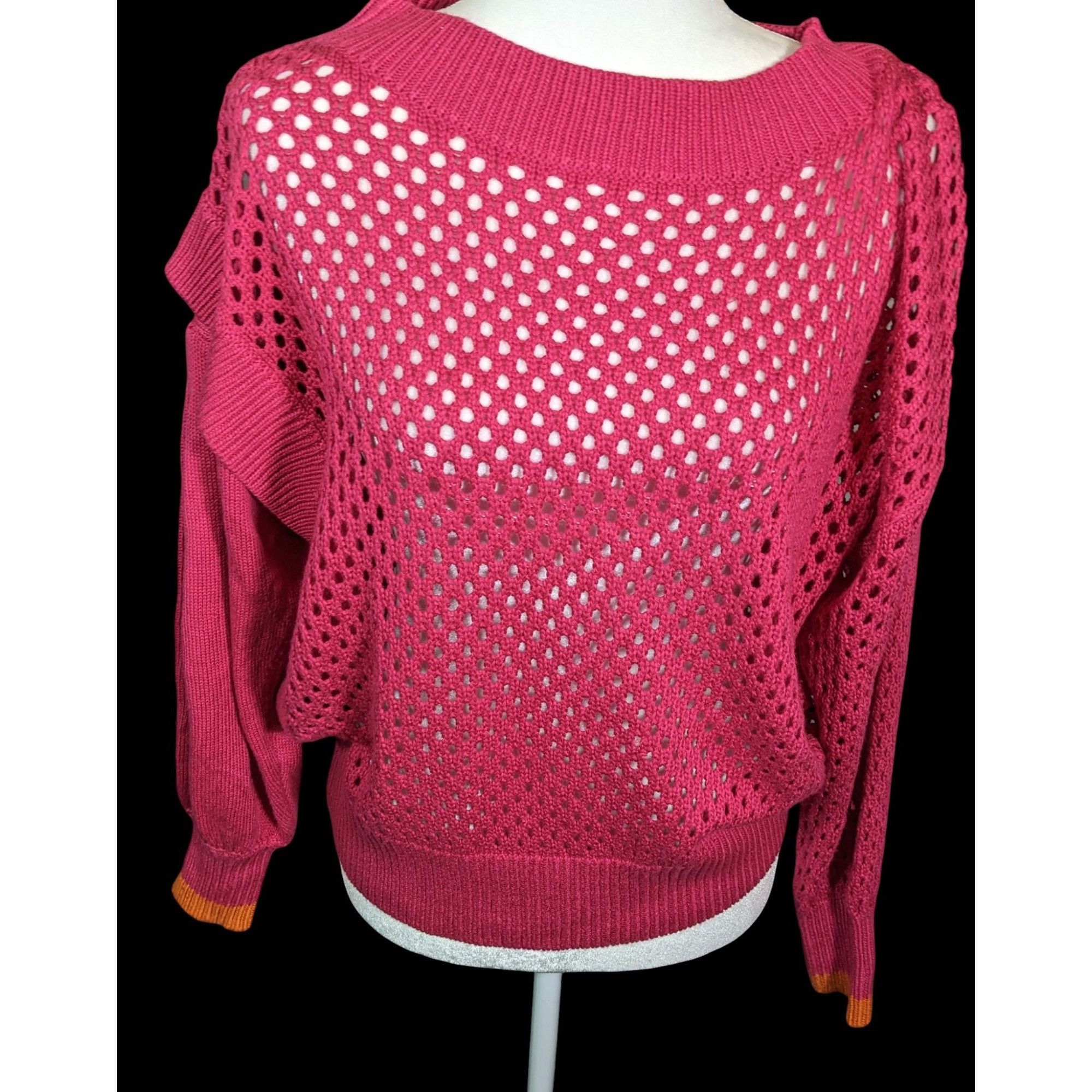 Other Velez Artisan Pink Asymmetrical Sweater With Orange Cuffs Size M / US 6-8 / IT 42-44 - 1 Thumbnail
