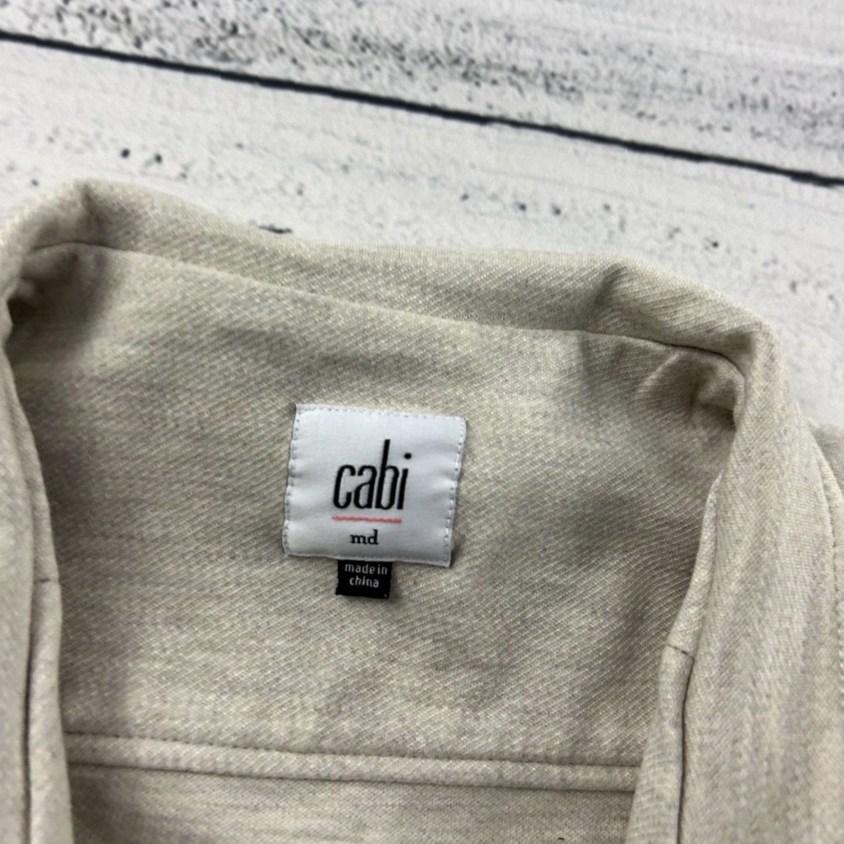 Vintage Cabi Blazer Shirt Women's M Beige Snap Button Casual Jacket Size M / US 6-8 / IT 42-44 - 2 Thumbnail