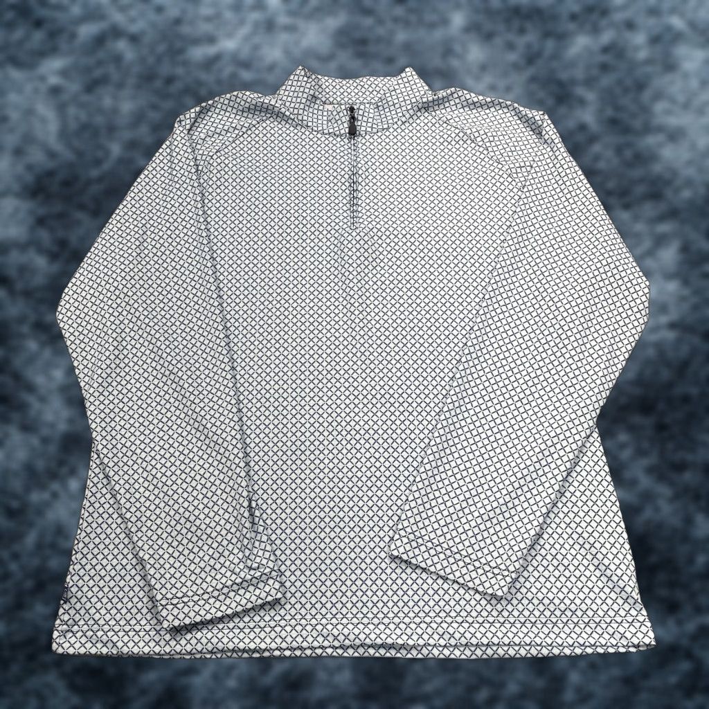 Mizzen+Main Mizzen+Main Pullover Mens Large Blue Geometric 1/4 Zip Mock Neck Stretch AOP Size US L / EU 52-54 / 3 - 1 Thumbnail