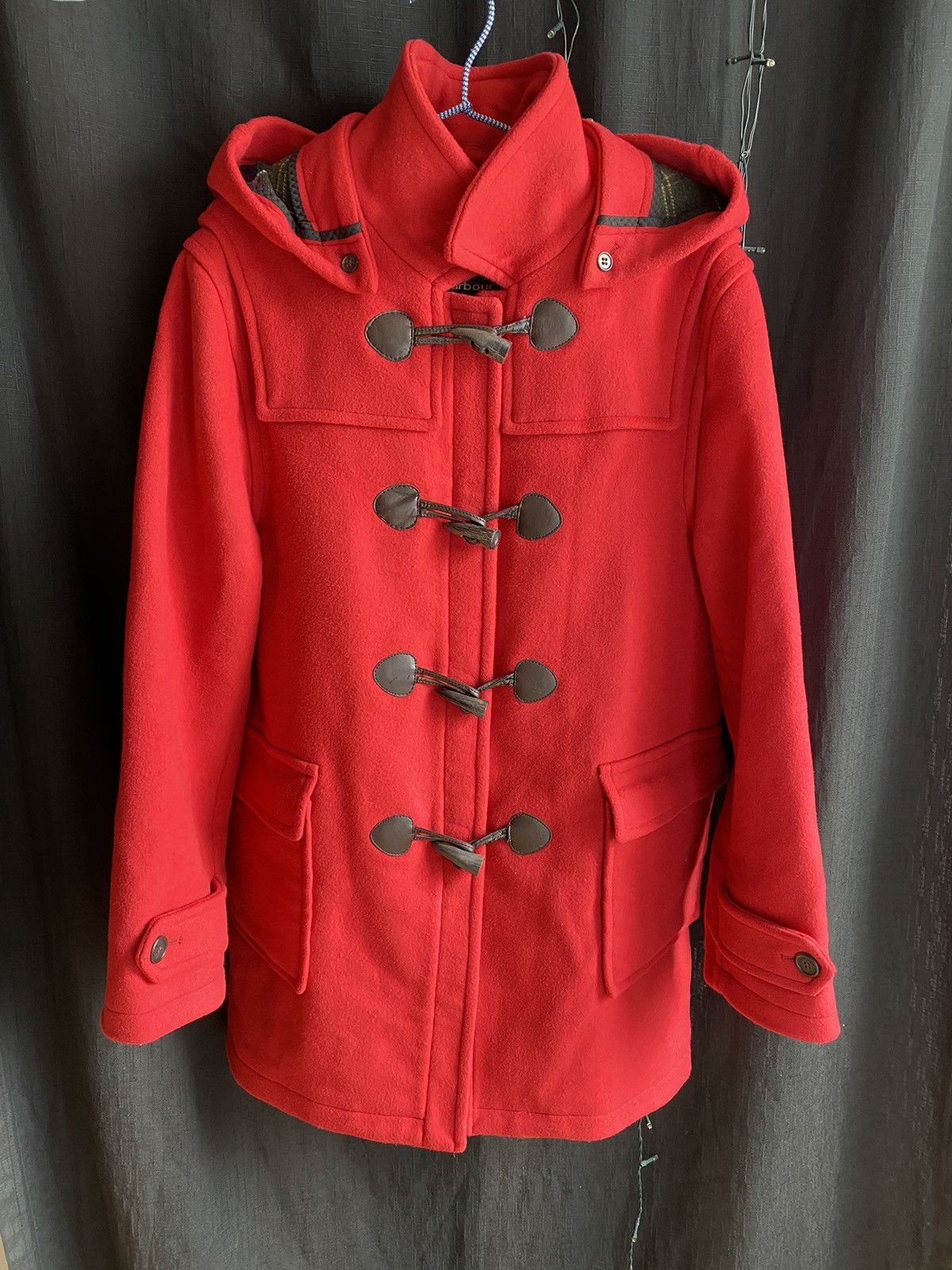 image of Vintage Barbour Wool Coat , Luxury Style , Avantgarde in Red, Men's (Size Large)