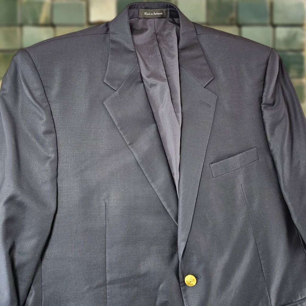 Ralph Lauren VINTAGE Lauren Ralph Lauren Sport Coat Blazer Jacket Mens 46L Navy Gold Button 100% Wool Size 46R - 1 Thumbnail