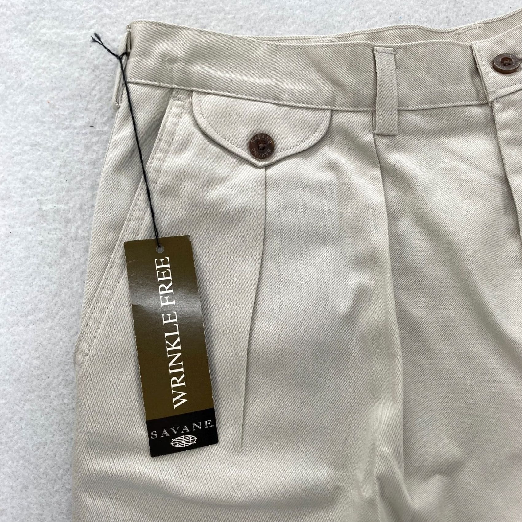 Savane Savane Khaki Pants Mens 36x29 Gray Pleated Classic Tapered Leg Wrinkle Resist Size US 36 / EU 52 - 3 Thumbnail