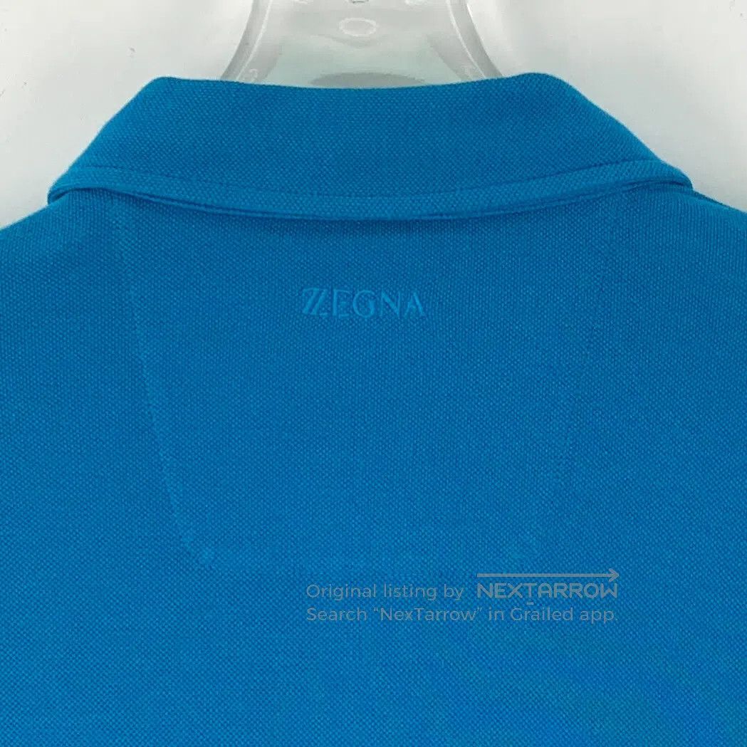Ermenegildo Zegna Zegna Blue Logo Letter Embroidery Cotton Collar Short Slee Size US XL / EU 56 / 4 - 5 Thumbnail