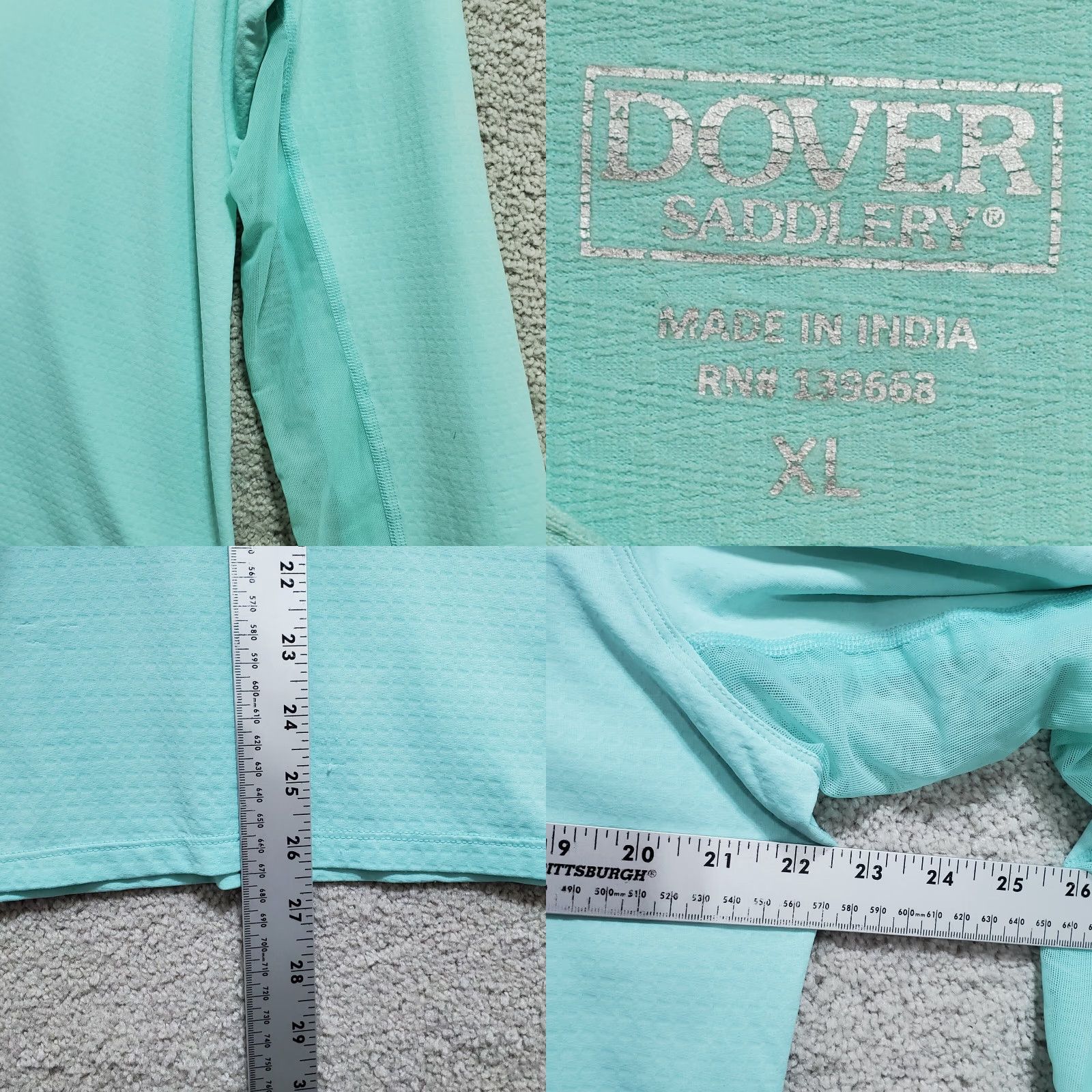 AQUA Dover Saddlery Coolblast Women's XL Blue Long Sleeve V-Neck Embroidered Nylon Blouse Size XL / US 12-14 / IT 48-50 - 8 Thumbnail