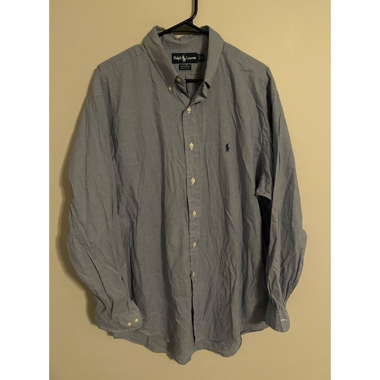 Polo Ralph Lauren Polo Ralph Lauren Button-Up Shirt L/S Check blue 17 34/35 Mens Size 46R - 3 Thumbnail