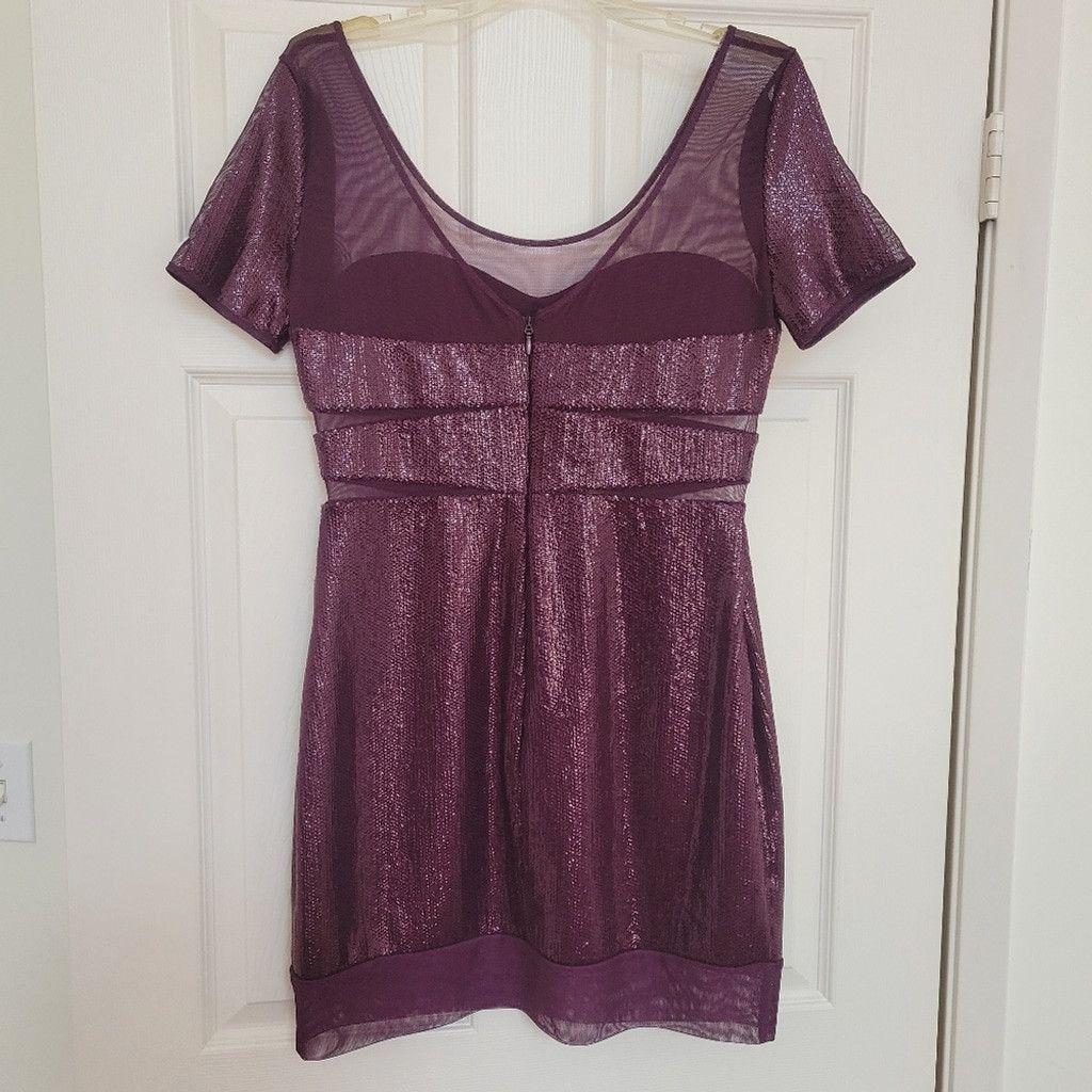 Other BCBGMAXAZRIA - Large Barlow Mulberry Dress Purple Size L / US 10 / IT 46 - 3 Thumbnail